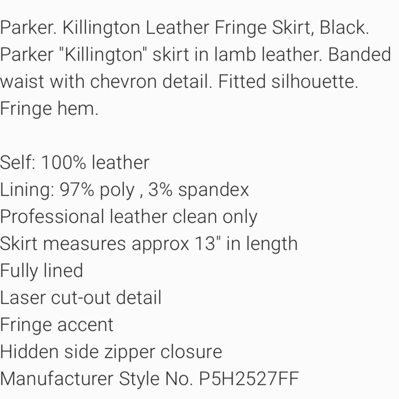 PARKER SOFT LEATHER Fringed Black Mini Skirt size 0 - Picture 6 of 6